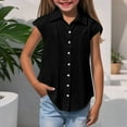 thumbnail image 7 of Girls Shirts, Boys Plus Size Turn Down Collar Short-sleeved Shirts Kids Loose Tunic Aged 3-14, 7 of 7