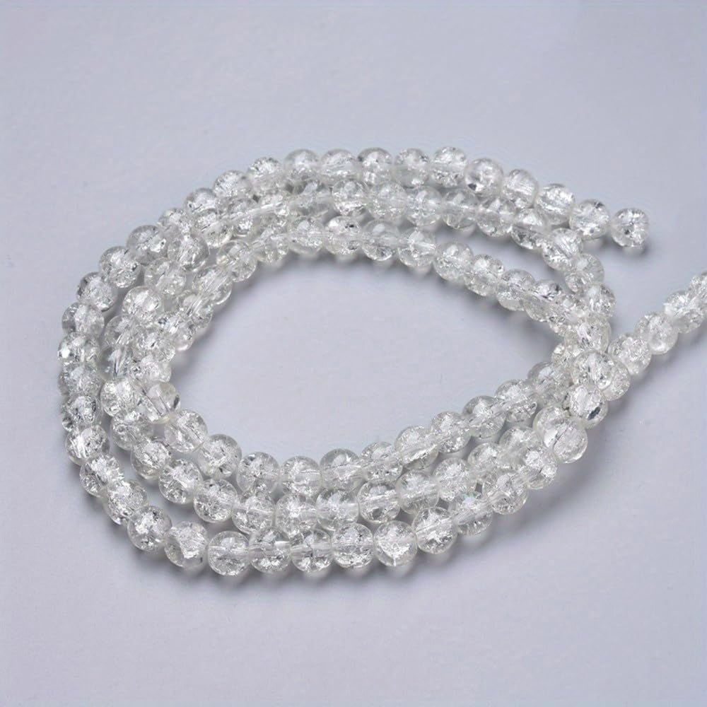 20Strands Spray Painted Crackle Glass Beads Strands Round Clear 8mm Hole: 1.3-1.6mm About 100pcs/strand 31.4 inch