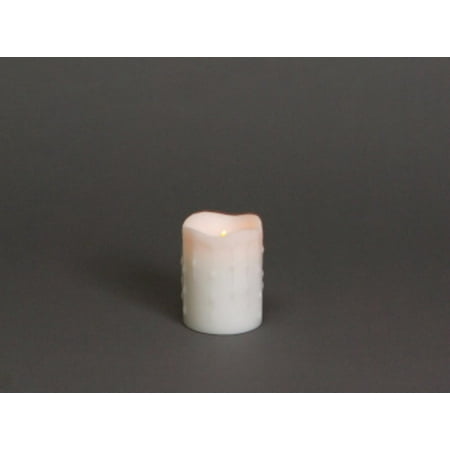 4" Winter Frost White Flameless LED Dripping Wax Christmas Pillar Candle