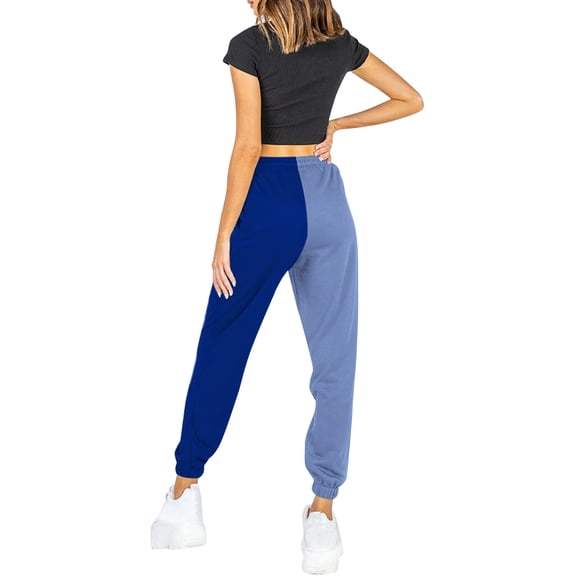 Sngxgn Pants for Women High Waisted Casual Pants Baggy Stretchy Wide Leg Streetwear with Pockets(Blue,XL)