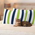 thumbnail image 3 of Green Navy Blue Striped Outdoor Waterproof Pillow Covers, Farmhouse Stripe Art Decorative Rectangle Throw Pillowcase Sofa Cushion Sham for Patio/Couch/Chair, 20"x12" 2 Pack, 3 of 8