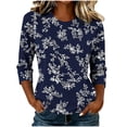 thumbnail image 2 of Warop Women's 3/4 Sleeve Tunic Tops Casual Trendy Printed Round Neck Blouses Fit Pullover T Shirts, 2 of 7