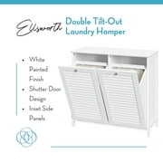 RiverRidge Ellsworth Double Tilt-Out Laundry Hamper Cabinet with Cloth Storage Bag - White