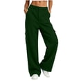thumbnail image 4 of HomeDM Wide Leg Sweatpants for Women Baggy Casual Athletic Jogger Army Green Lounge Pants for Running Workout Size S, 4 of 6