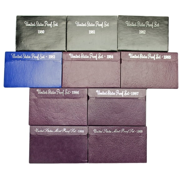 1980-1989 U.S. Proof Set Run - 52 Coins Total - OGP