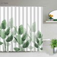 thumbnail image 1 of Cortina de ducha DEKAXID con diseño de hojas de palmera tropical, hojas de plantas verdes, calabaza, camión rojo, decoración navideña y de Halloween., 1 of 5
