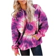 thumbnail image 4 of Brondbend Womens Hoodie Women Sweatshirts Long Sleeved Drawstring Pocket Pullover Print Casual Loose Fit Tops Ladies Climb Mountains Fall Winter Wear Purple, 4 of 6