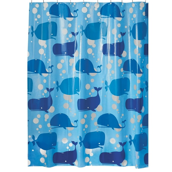 iDesign Blue Novelty Moby EVA Shower Curtain, 72" x 72" - iDesign