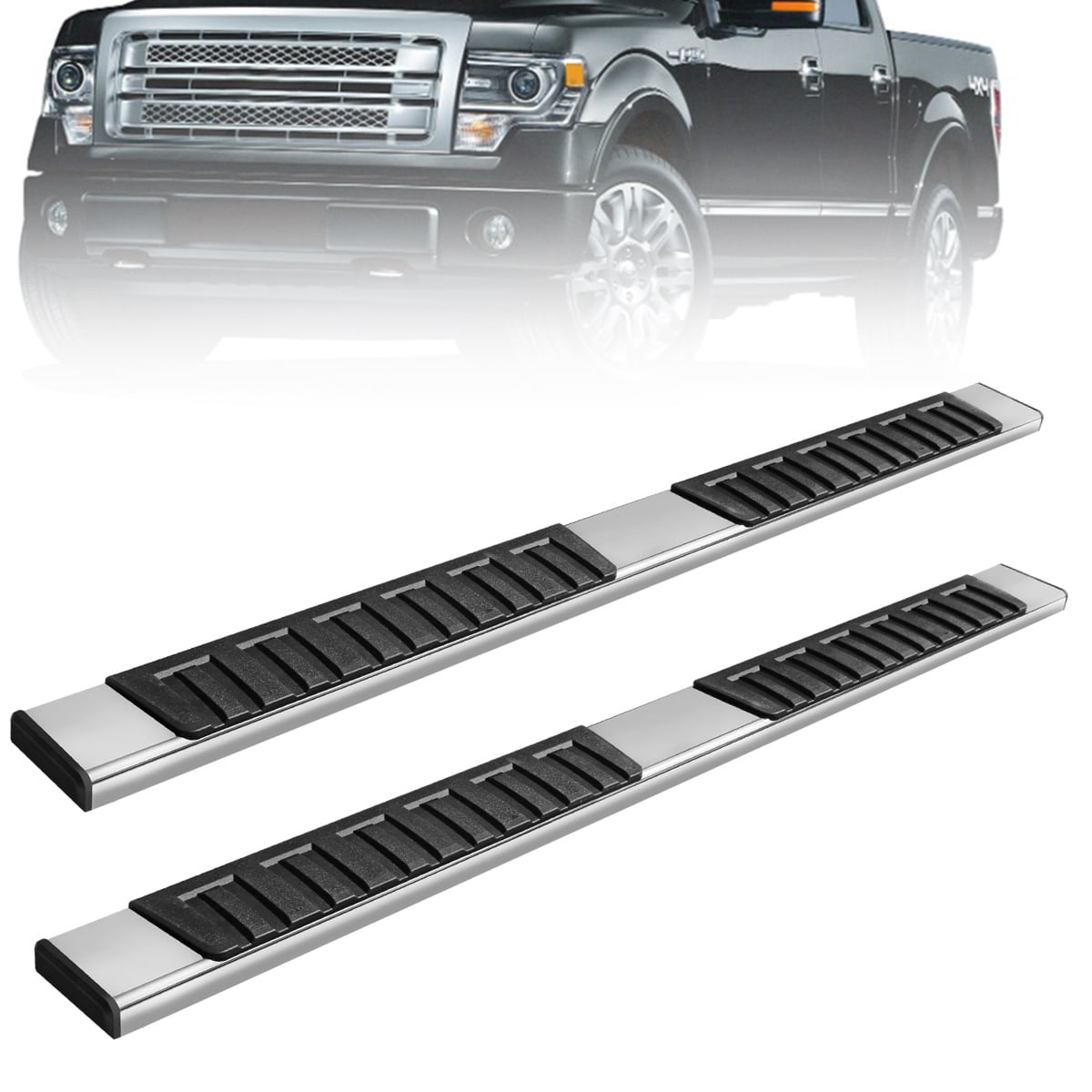 For 2009-2014 Ford F150 Super Crew Cab 3" Round S.S Nerf Step Bar Running Board