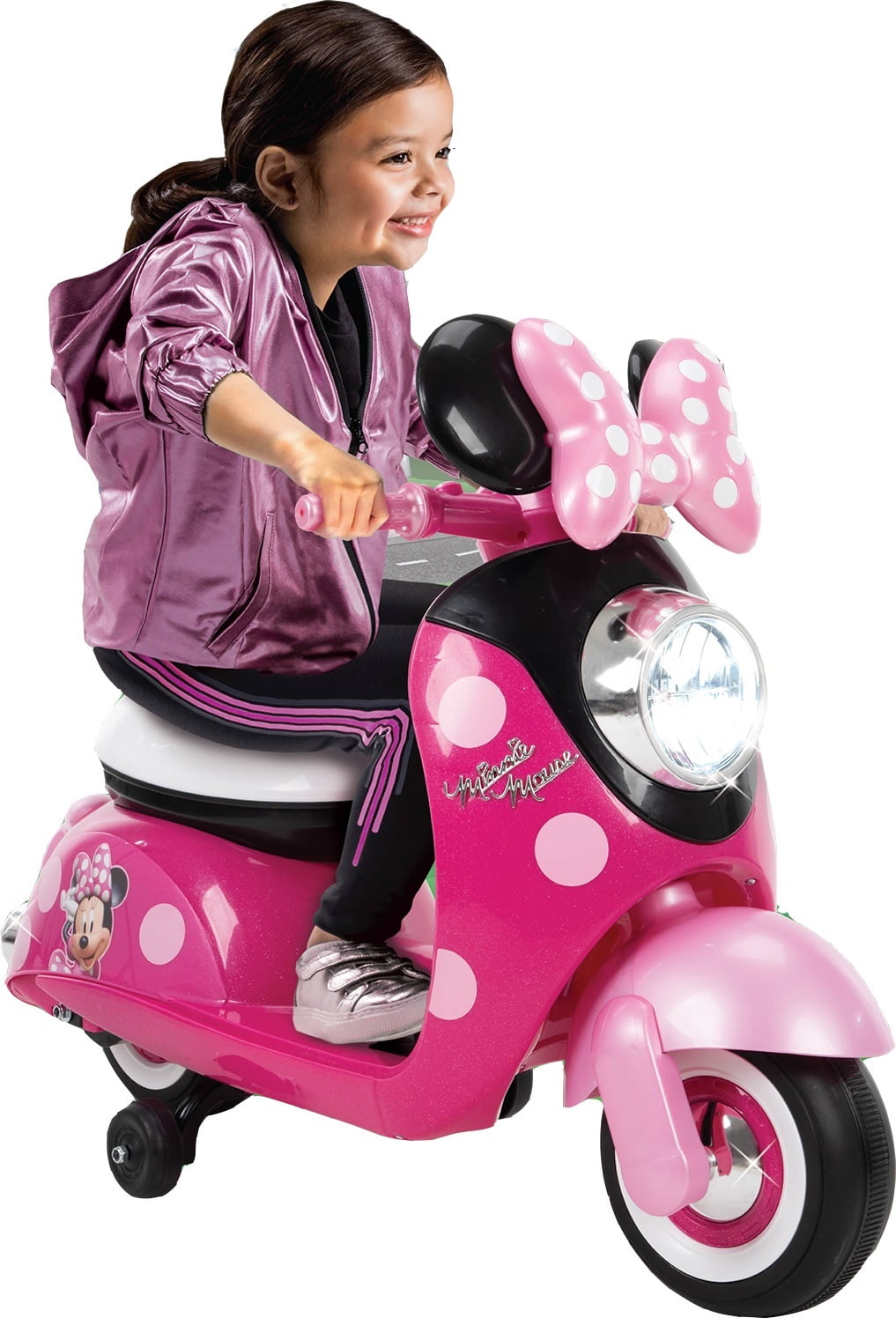 Minnie Mouse Scooter with Doll Sidecar 6-Volt Ride-On Toy Car for Girls Kids New 