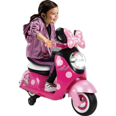Disney Minnie Mouse 6V Euro Scooter Ride-on Battery-Powered Toy for Girls, Ages 1.5  Years, by Huffy
