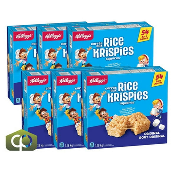 Kellogg's Rice Krispies Squares Bars, 54-Pack, 22 g (0.77 oz), Original Flavor (6/Case)