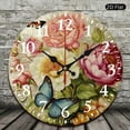 thumbnail image 2 of Chilfamy Butterfly Flowers Art Nouveau Theme Wooden Wall Clock 10 Inch Perfect for Living Room Dorm Bedroom Kitchen Home Office Decor 10x10in, 2 of 8