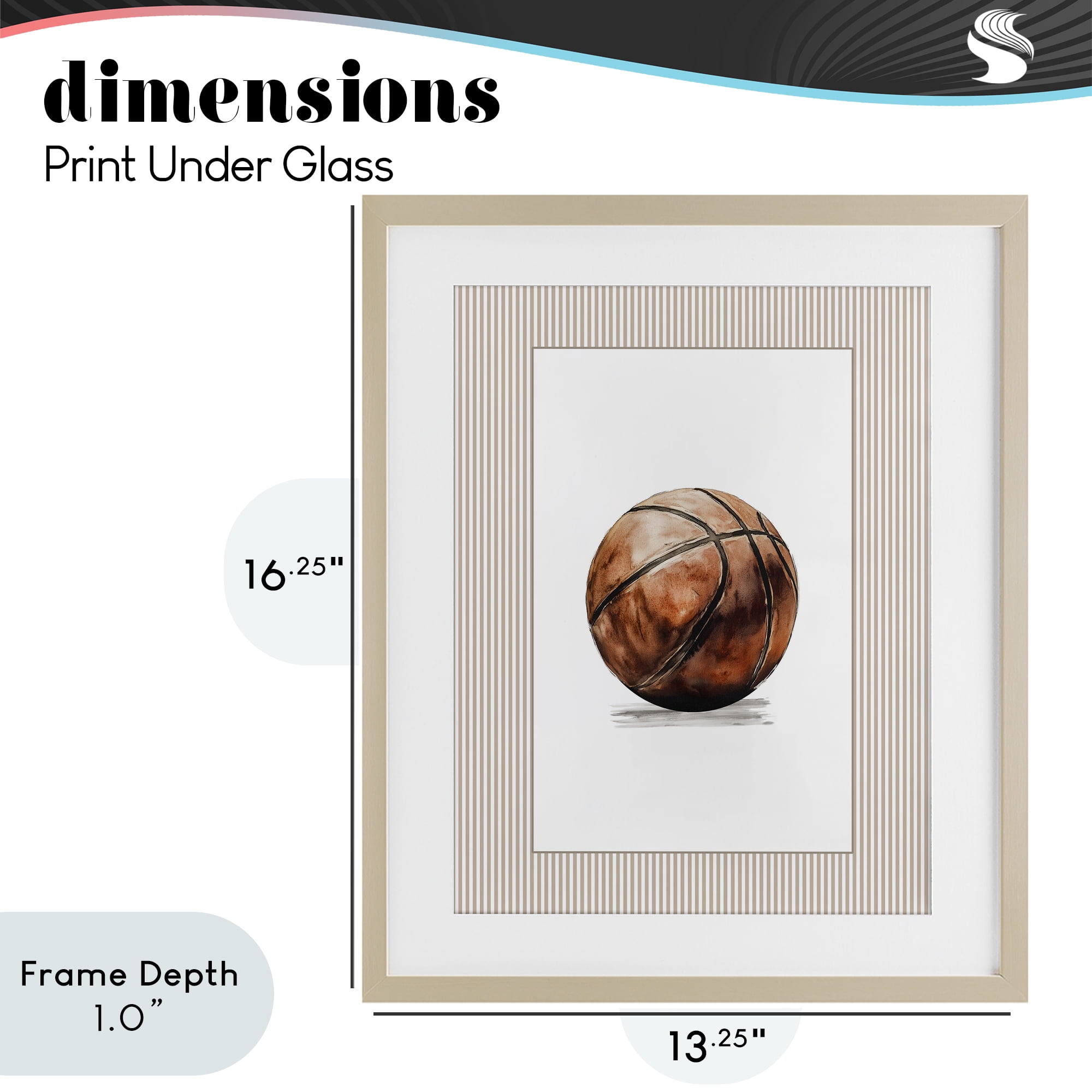 Stupell Industries Vintage Sports Basketball Birch Framed Print Under Glass, design by Christine Simpson Art
