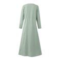 thumbnail image 5 of Robe en Lin de Coton pour Femmes Col Rond Imprimé Manches Longues Décontractée Ample Fluide Vacances Longue Robe avec Poches, 5 of 5