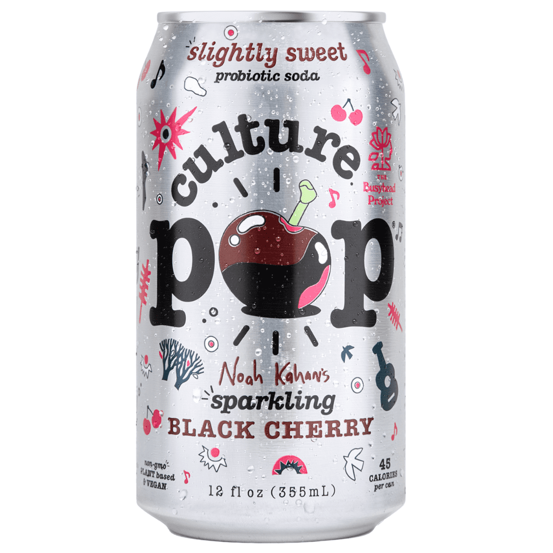 (3 pack) Noah Kahan's Sparkling Black Cherry, Culture Pop Soda Probiotic Soda, 12fl oz