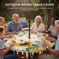 thumbnail image 3 of Round Outdoor Tablecloth with Umbrella Hole and Zipper, Sunflowers Tablecloth with Elastic Waterproof, Yellow Floral Bees Green Leaves Watercolor Patio Table Covers for 36" - 44" Picnic Pool Tables, 3 of 9