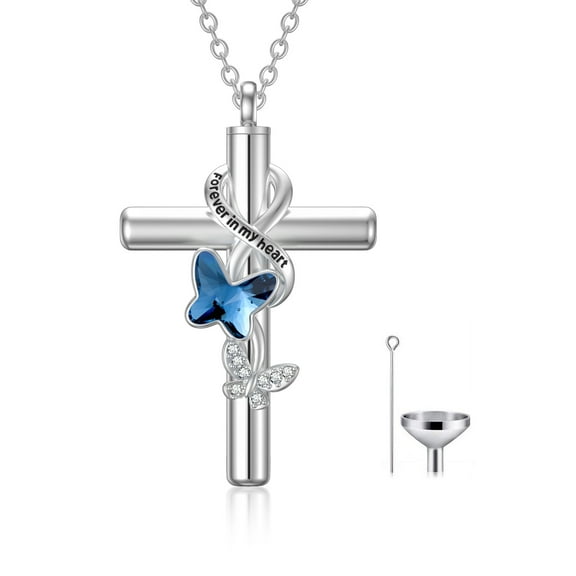 CACA LADY Butterfly Urn Necklaces for Ashes 925 Sterling Silver Memorial Pendant Cremation Keepsake Necklace for Ashes