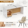thumbnail image 2 of Hawsaiy 5 Piece Dining Table Set for 4, 63" Faux Marble Kitchen Table with LED Lights & Storage Cabinet and 4 Upholstered Dining Chairs, Modern Rectangular Dining Room Furniture Set, White, 2 of 9