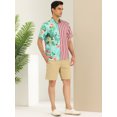 thumbnail image 4 of Lars Amadeus Men's Floral Stripes Patchwork Button Down Summer Printed Shirts M Green Rose Red, 4 of 6