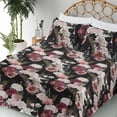 thumbnail image 3 of Ambesonne Flowers Fitted & Flat Sheet with Shams 4 Pcs Set, Blossoming Roses Romantic, King, Black Multicolor, 3 of 5