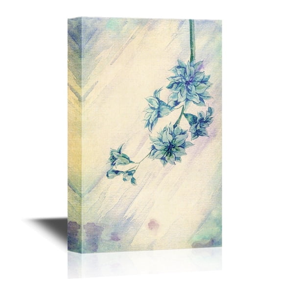 wall26 - Leaf and Floral Canvas Wall Art - Abstract Flower on Watercolor Style Background - Gallery Wrap Modern Home Art | Ready to Hang - 16x24 inches