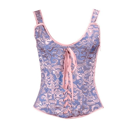Gunia Women S Lace Up Boned Overbust Corset Fishbone Strap Vest Embroidered Jacquard Bustier Lingerie Steampunk Corset