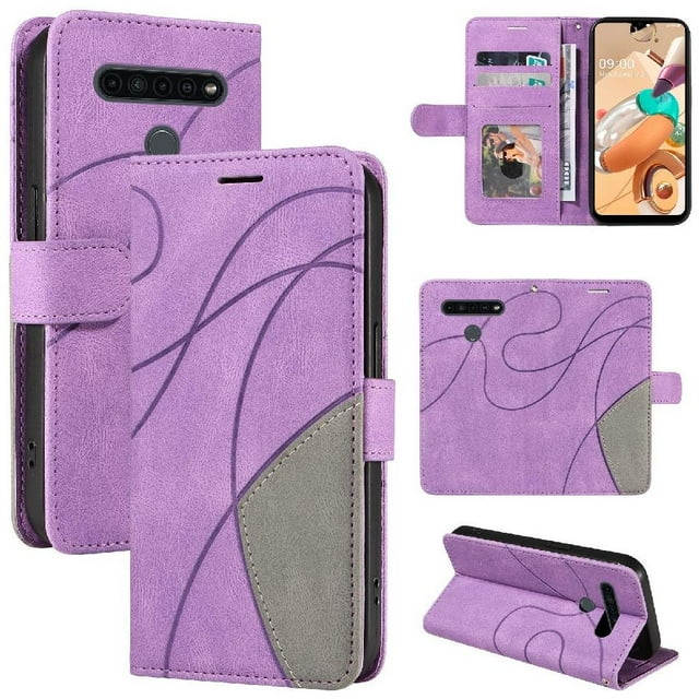 GANGXUN Flip Case for LG K41S/K51S – Leather Wallet Cover with Card Slots, Kickstand & Color Stitching Protective Folio