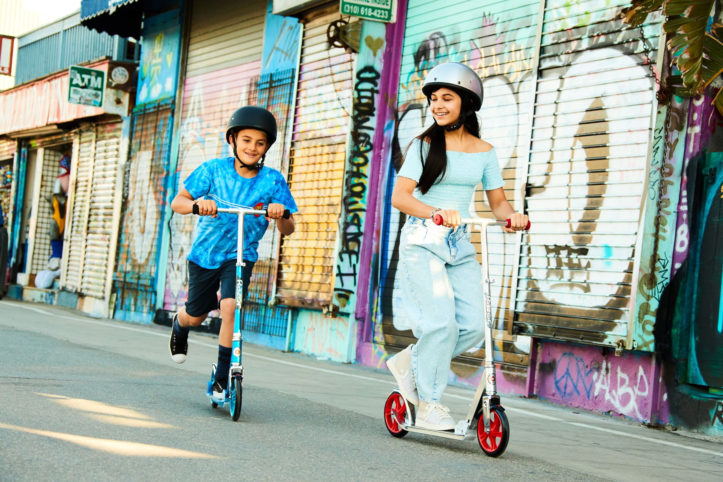 Razor A5 Lux Kick Scooter - Red/Silver, Large 8" Wheels, Foldable, Lightweight, for Riders 8+