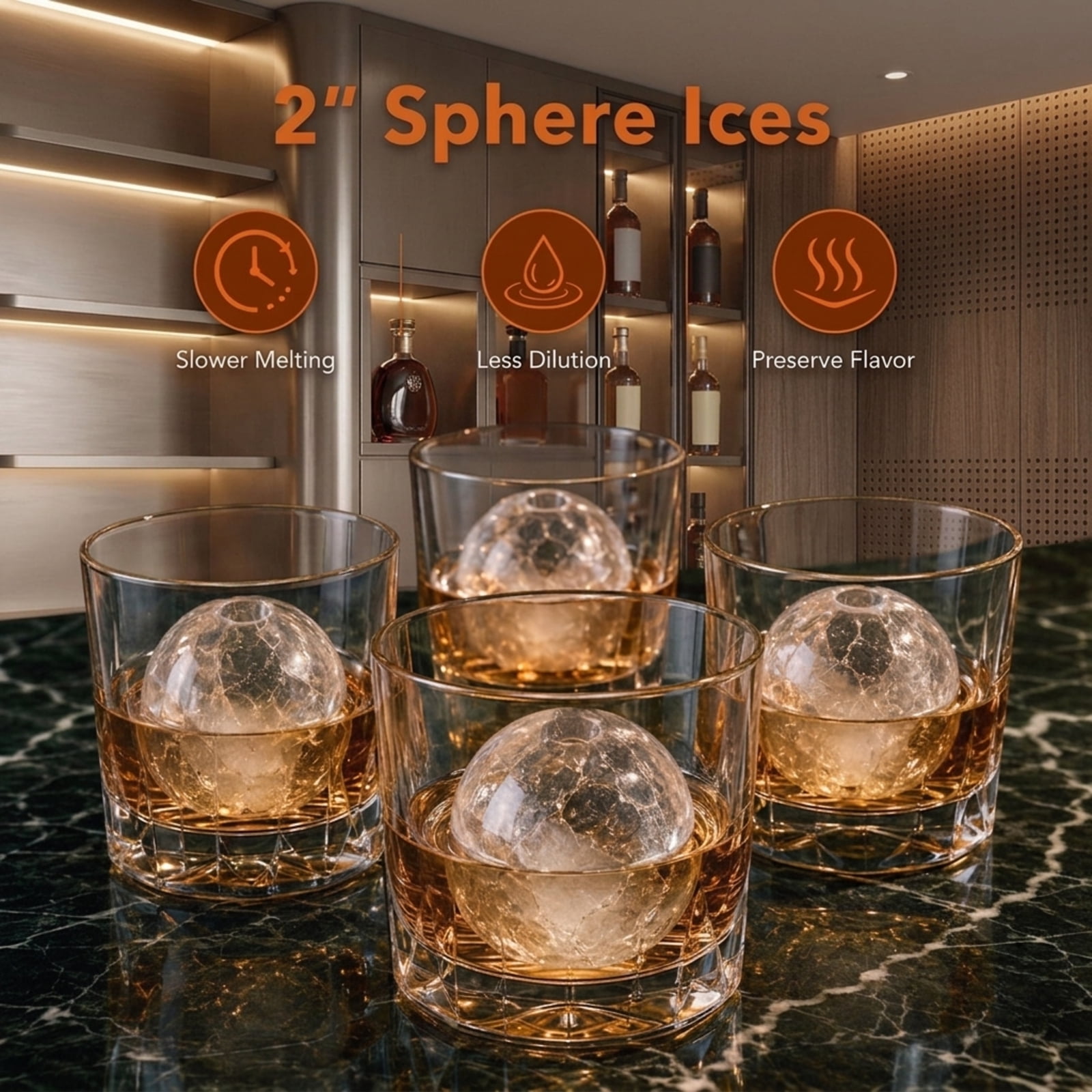 RUIE 2 Inch Ice Ball Maker Countertop, Sphere Ice Maker Machine 150 pcs/Day with Self-Cleaning for Home Bar Whiskey Cocktails, Black