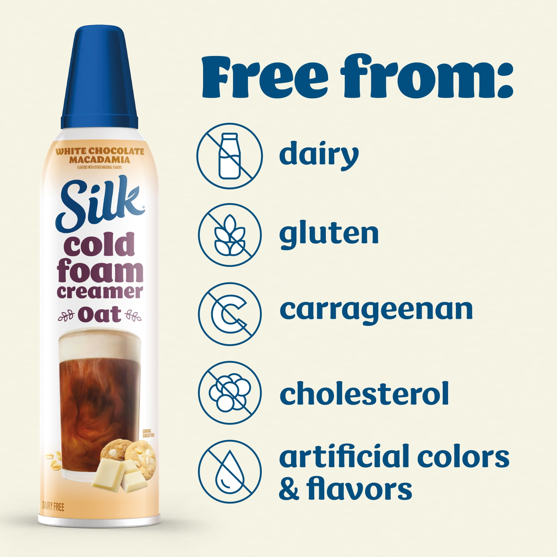 Silk Plant-Based Cold Foam Creamer, White Chocolate Macadamia Oat Creamer, 14 oz Can