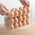 thumbnail image 5 of 3 Layer Auto Flip Egg Container Storage Box For Refrigerator Side Door, 30 Count Large Capacity Egg Box Clear Egg Organizer, White, 5 of 5