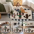 thumbnail image 5 of Mexico Cactus 7FT Round Area Rugs for Living Room Black and White Plaid Ultra-Thin Non-Slip Round Rugs Machine Washable Low Pile Circle Carpet for Bedroom Kitchen Nursery, 5 of 9