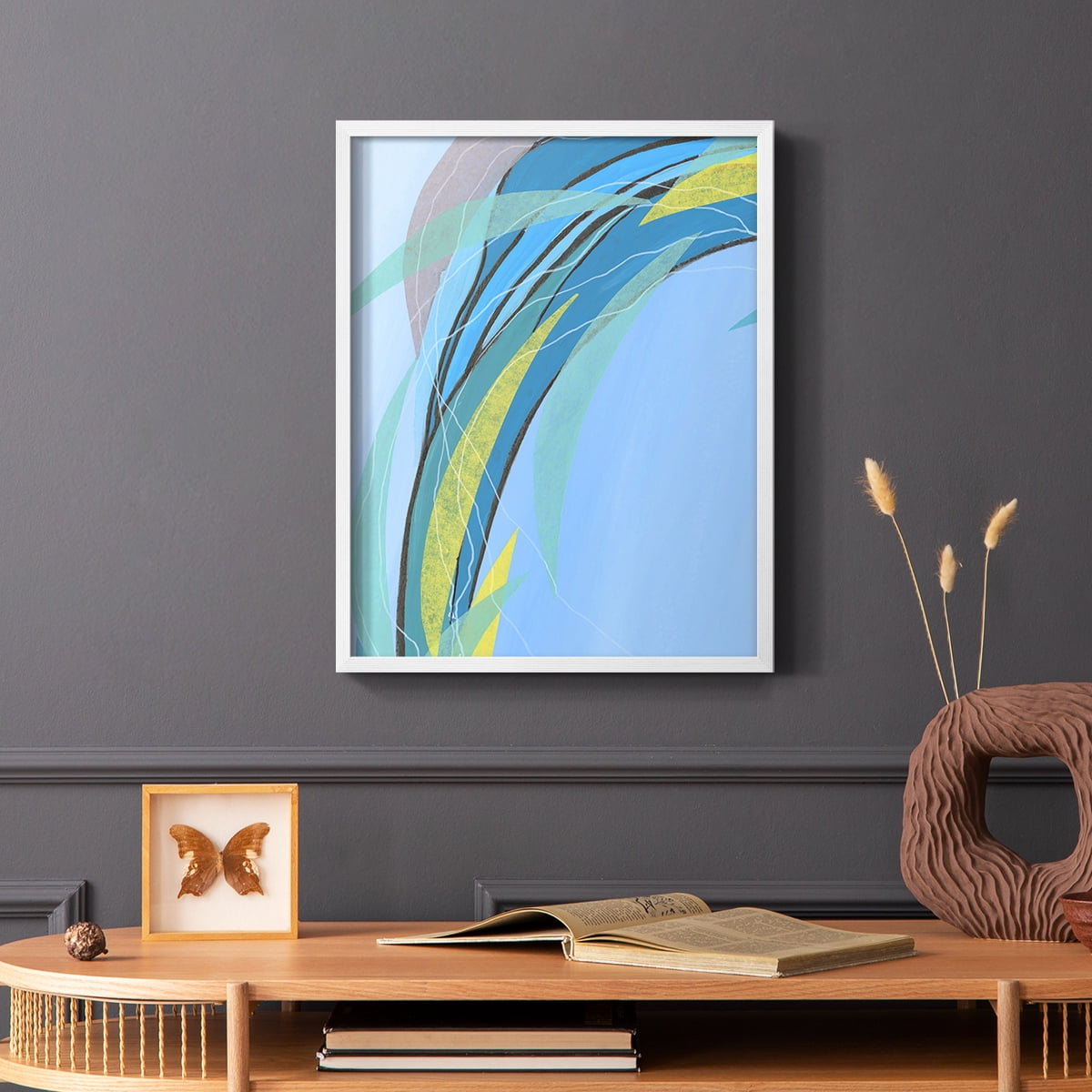 Circulating Flow III Framed Print in White Solid Wood Framed Print No Nail Hanging