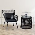 thumbnail image 6 of PROHIKER 3-Piece Patio Furniture Set, Rattan Outdoor Seating Furniture with Wicker Chair, Glass Tabletop and Waterproof Cushions for Backyard, Garden, Bistro, Front Prch, Black/Black, 6 of 8
