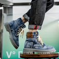 thumbnail image 6 of Men'S High-Top Casual Sports Street Boots - Solid Color, Round Toe, Lace-Up, Canvas Upper, Rubber Sole, Fabric Insole, All-Season Outdoor Shoes for Men,Vintage Style Boots | Outdoor Footwear, 6 of 9