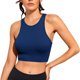thumbnail image 3 of Camisetas sin mangas para mujer Camisetas básicas de entrenamiento con cuello redondo sin costuras acanaladas, 3 of 5