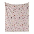 thumbnail image 1 of Paris Soft Flannel Fleece Throw Blanket, French Flag Coffee Croissant Fashion Shoes Wine Hearts Perfume Popular Clouds Design, Cozy Plush for Indoor and Outdoor Use, 50" x 60", Rose, by Ambesonne, 1 of 6