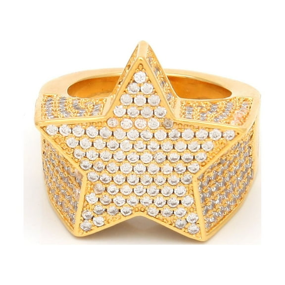 Star Punky Rappers Rings for Men Luxury Shiny Rings Iced out Big Hip Hop Cubic Zirconia Men Rings