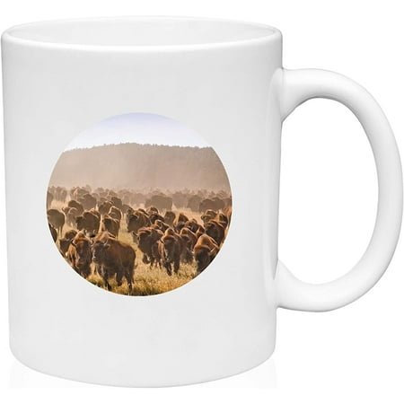 

Coffee Mug Bison Buffalo Running Pub White Coffee Mug Funny Gifts Cup