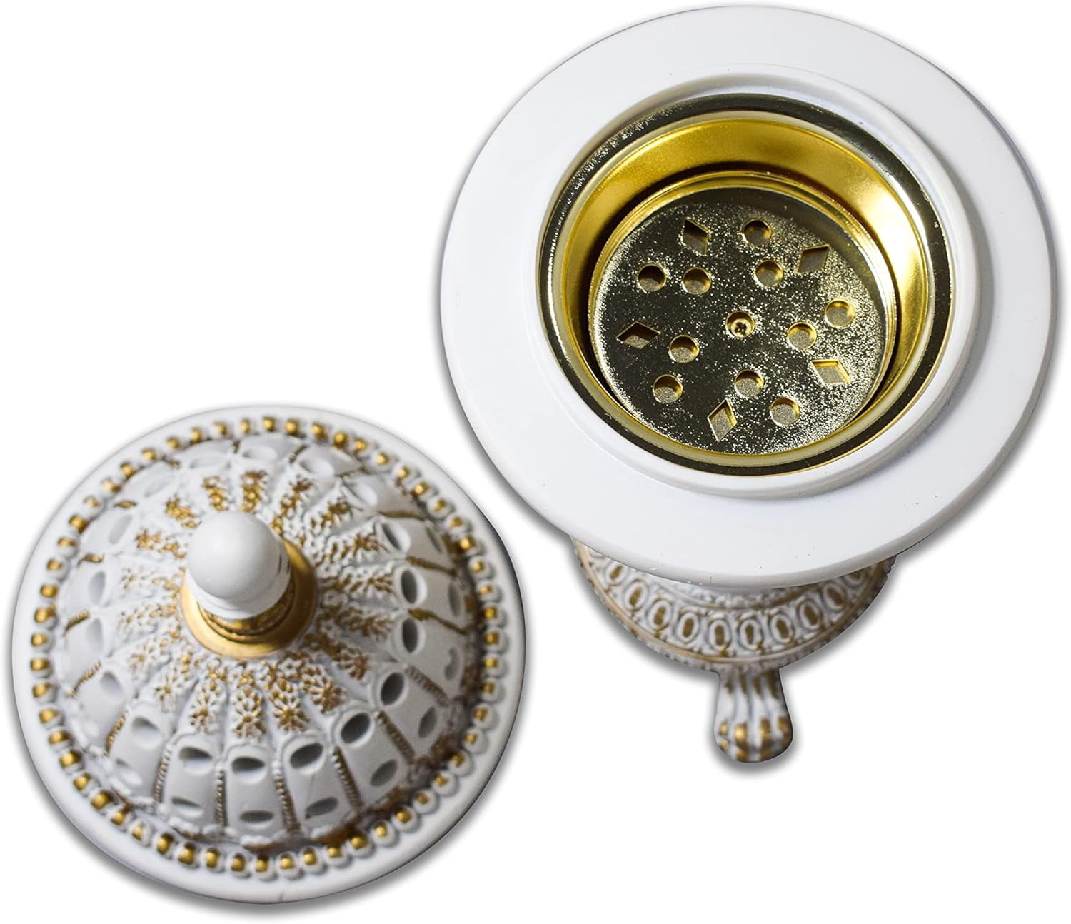 AM Incense Burner Resin Luxury White Globe Charcoal Bakhoor Burners for Your Favorite Arabian Oud Jasmin or Any Other Incense in Powder or Tablet Form for Office & Home Decor