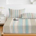 thumbnail image 6 of Twin Sze Fitted Sheet Set - Farmhouse Stripe 2 Piece Bedding Sets 16" Deep Pocket Fitted Sheet with 1 Pillowcase, Boho Country Vintage Teal Blue Striped Brushed Microfiber Hotel Luxury Bed Sheets, 6 of 9