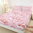 thumbnail image 4 of Erosebridal Cartoon Pig Pattern Bed Sheets,Dreamy Princess Pink Loves King Sheets For Girls 4 Pieces, 4 of 6