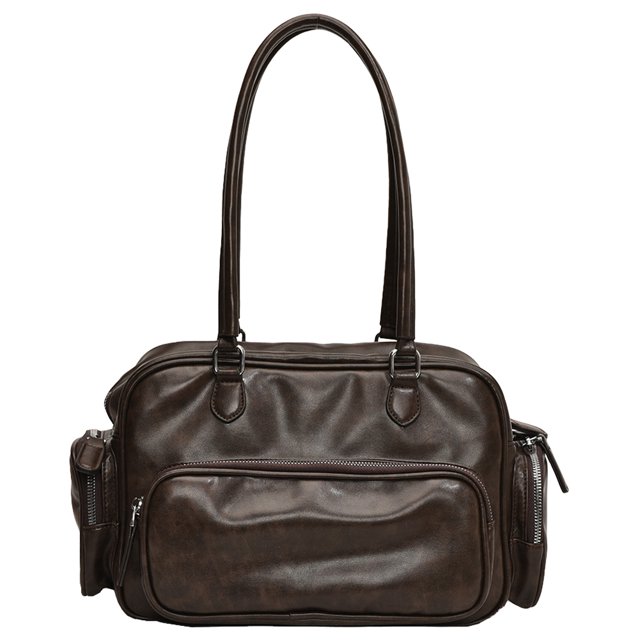 Bolso Mano Hombro Mujer Cuero PU Con Múltiples Bolsillos para El (Café)