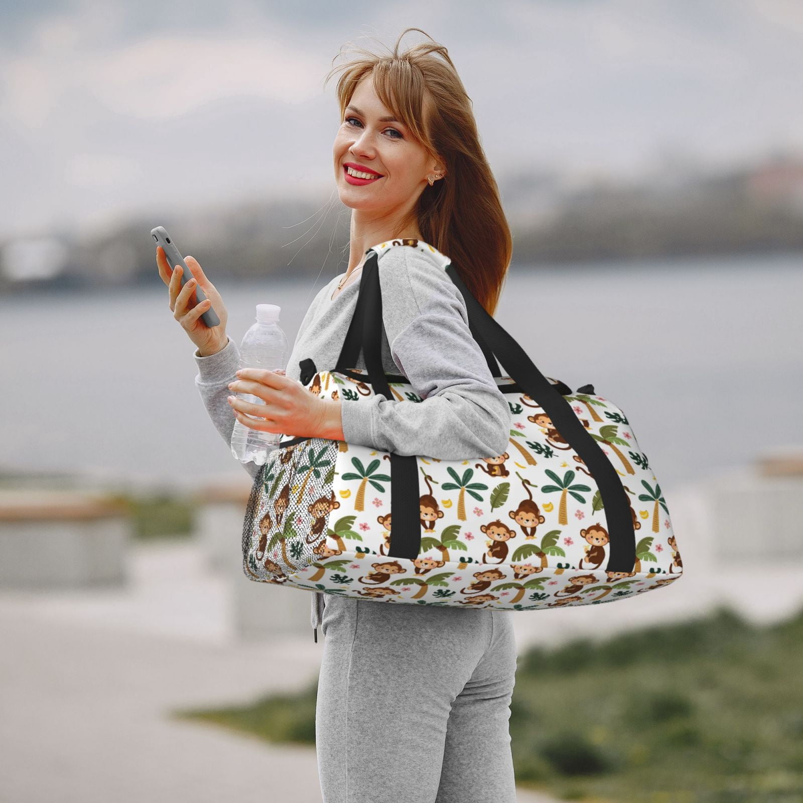 Kdxio Monkeys Swinging from Palms Travel Duffel Bag Gym Bag Weekender Travel Bag Gym Bag for Women &Men Airplane Travel Essentials for Flying