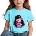 thumbnail image 2 of Frwgonr Big Girl Tees Short Sleeve Girls Casual Shirts Graphic Tops Back of School Clothes Sky Blue, Size 3-15 Years, 2 of 6