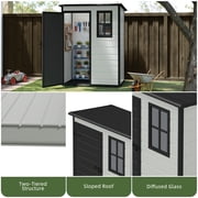 Uforic 5x3ft Resin Outdoor Storage Shed,Waterproof Garden Tool Storage with Window, Lockable Outside Storage for Patio,Lawn,Backyard