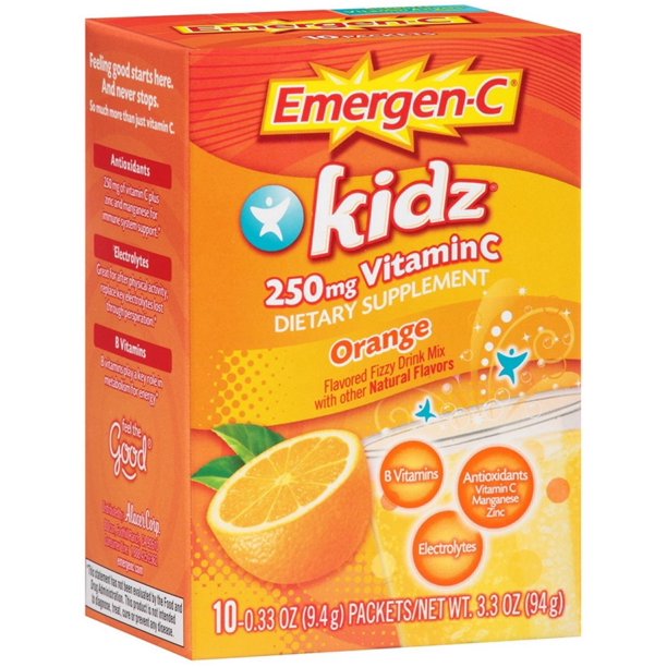 4 Pack EmergenC Kidz 250mg Vitamin C Flavored Fizzy
