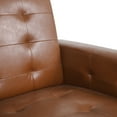thumbnail image 6 of GDF Studio Langseth Contemporary Tufted Pushback Recliner, Cognac Brown Faux Leather and Dark Brown, 6 of 13