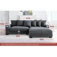 thumbnail image 6 of 102.4'' Oversized L Shaped Sectional Sofa with Chaise, 4 Seater Luxury Corduroy Fabric Cloud Couch, Soft Furry Deep Seat  Sofa with Pillows & Wide Arm, Right Facing, Dark Grey, 6 of 7
